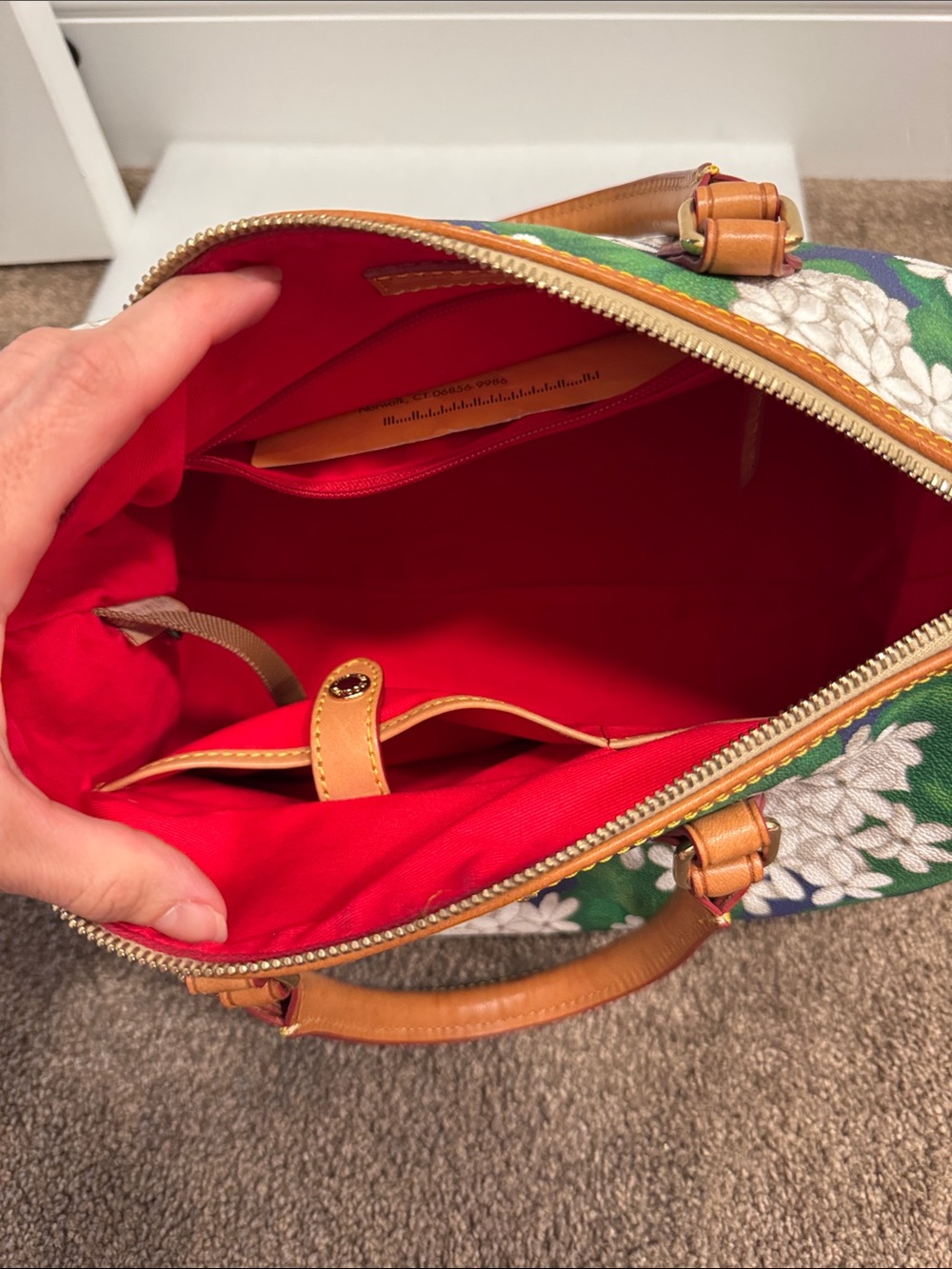 Dooney & Bourke Navy Hydrangea floral Satchel shoulder bag purse - Picture 10 of 12